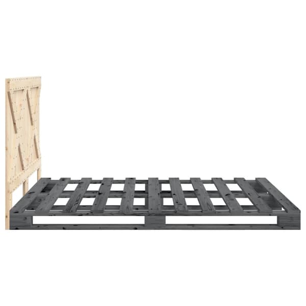 sengeramme med sengegavl 140x200 cm massivt fyrretræ grå