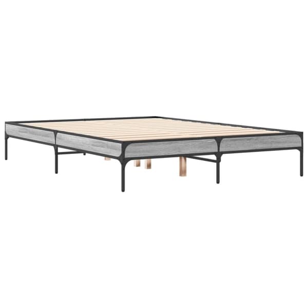 sengestel 135x190 cm konstrueret træ og metal grå sonoma-eg