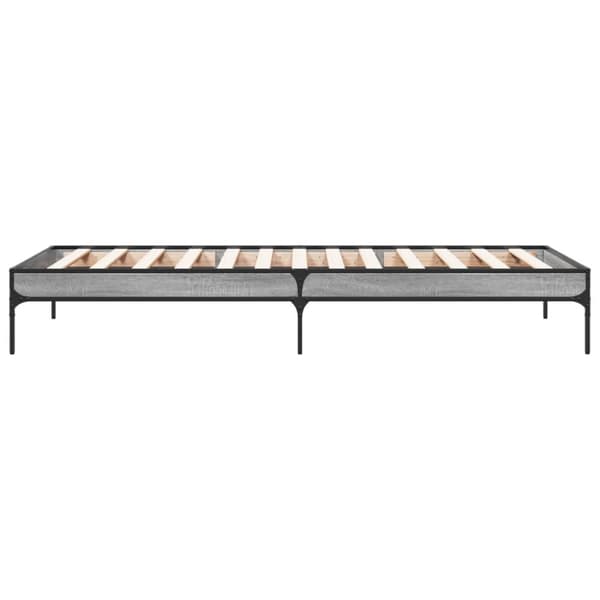 sengeramme 75x190 cm konstrueret træ og metal grå sonoma-eg