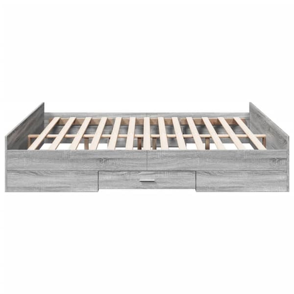 sengeramme med skuffer 180x200 cm konstrueret træ grå sonoma-eg