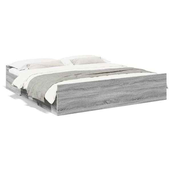 sengeramme med skuffer 180x200 cm konstrueret træ grå sonoma-eg
