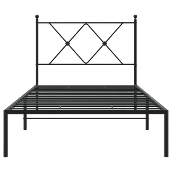 Metallinen sängynrunko päädyllä musta 90x190 cm