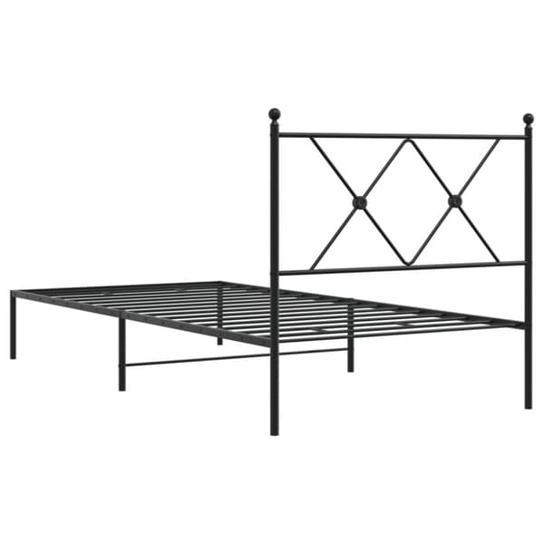 Metallinen sängynrunko päädyllä musta 90x190 cm