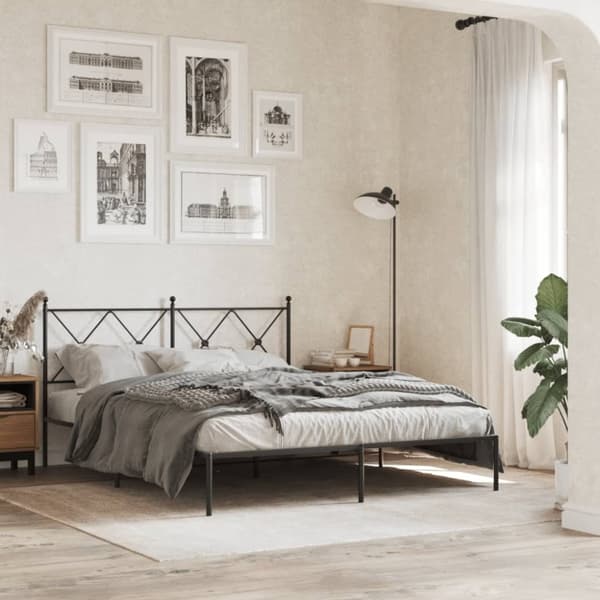 sengeramme med sengegavl 160x200 cm metal sort