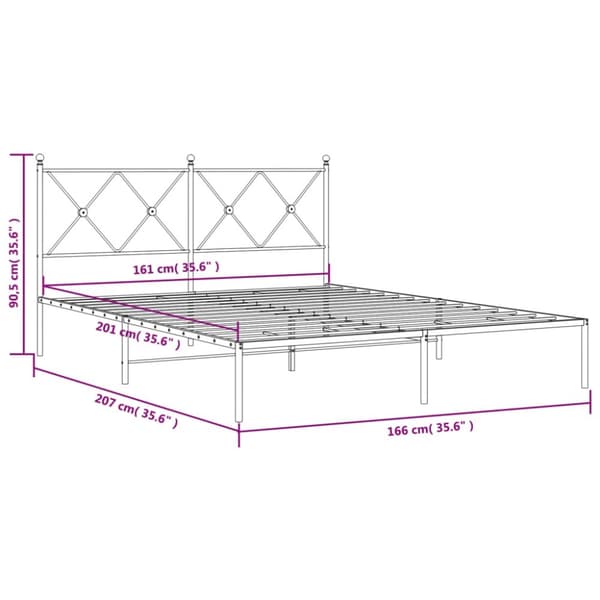 sengeramme med sengegavl 160x200 cm metal sort