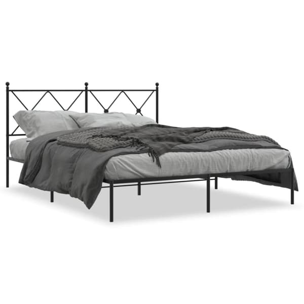 sengeramme med sengegavl 160x200 cm metal sort