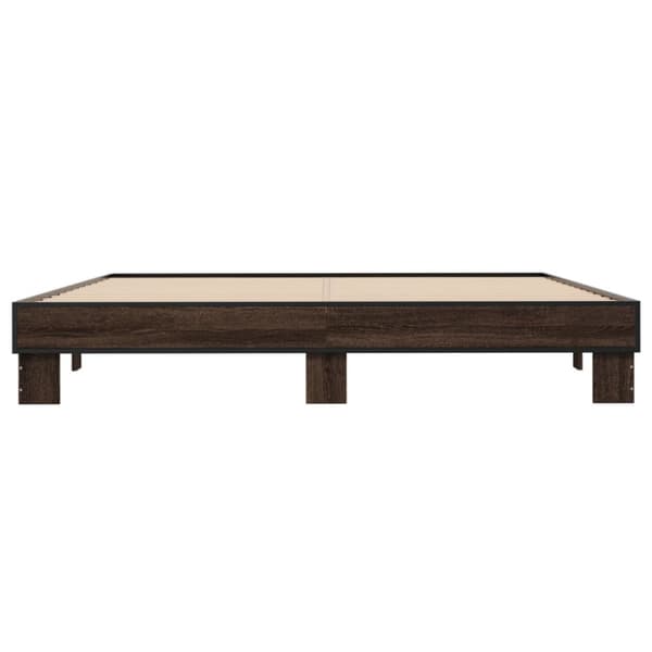 Sängynrunko ruskea tammi 200x200 cm tekninen puu ja metalli