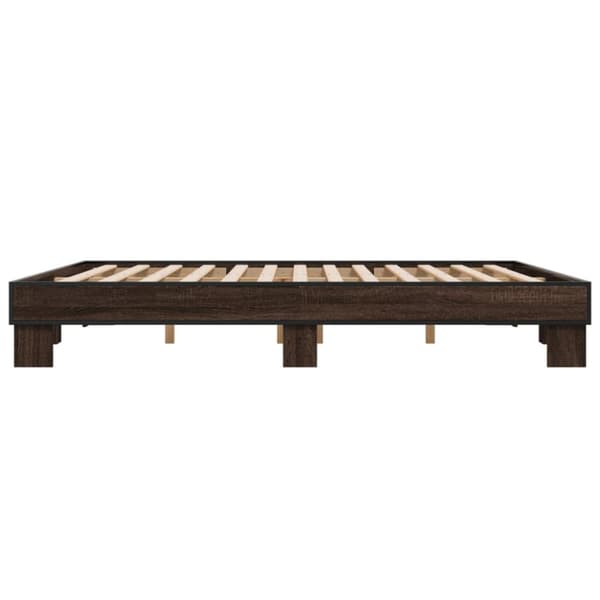 Sängynrunko ruskea tammi 200x200 cm tekninen puu ja metalli