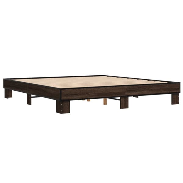Sängynrunko ruskea tammi 200x200 cm tekninen puu ja metalli