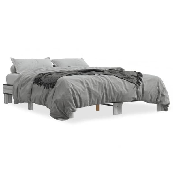 sengestel 150x200 cm konstrueret træ og metal grå sonoma-eg