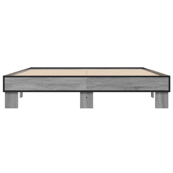 sengestel 150x200 cm konstrueret træ og metal grå sonoma-eg