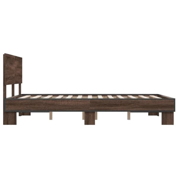 sengestel 140x190 cm konstrueret træ og metal brun egetræsfarve