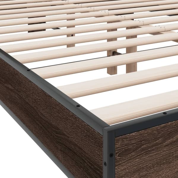 sengestel 140x190 cm konstrueret træ og metal brun egetræsfarve