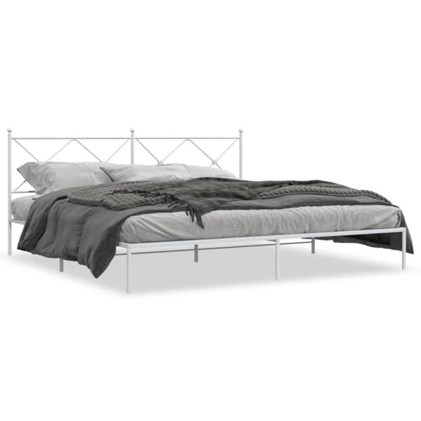 sengeramme med sengegavl 200x200 cm metal hvid