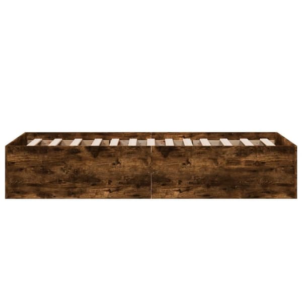Sängram utan madrass rökfärgad ek 75x190 cm konstruerad trä