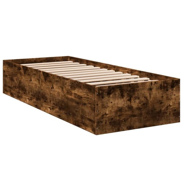 Sängram utan madrass rökfärgad ek 75x190 cm konstruerad trä