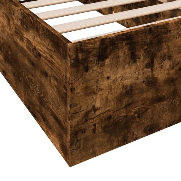 Sängram utan madrass rökfärgad ek 75x190 cm konstruerad trä