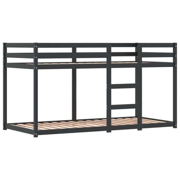 Loftsäng med gardiner vit&svart 90x190 cm massiv furu