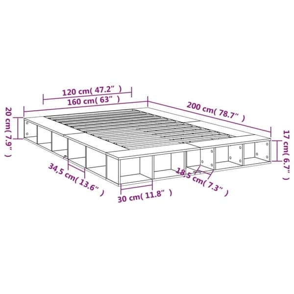 sengestel 160x200 cm massivt træ sort