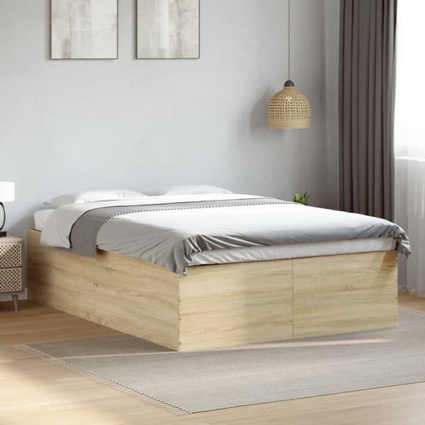 sengestel 135x190 cm konstrueret træ sonoma-eg