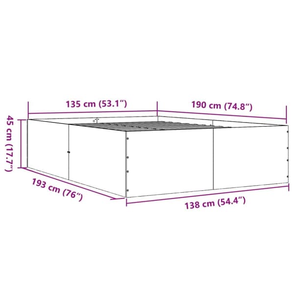 sengestel 135x190 cm konstrueret træ sonoma-eg
