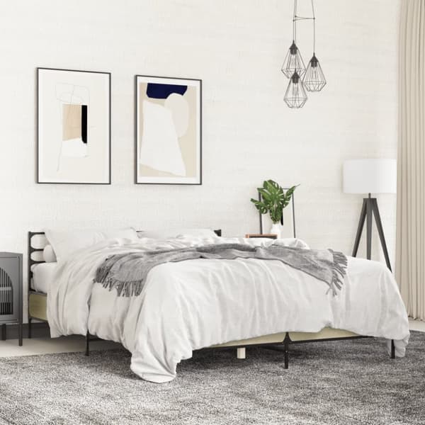 sengestel 150x200 cm konstrueret træ og metal sonoma-eg
