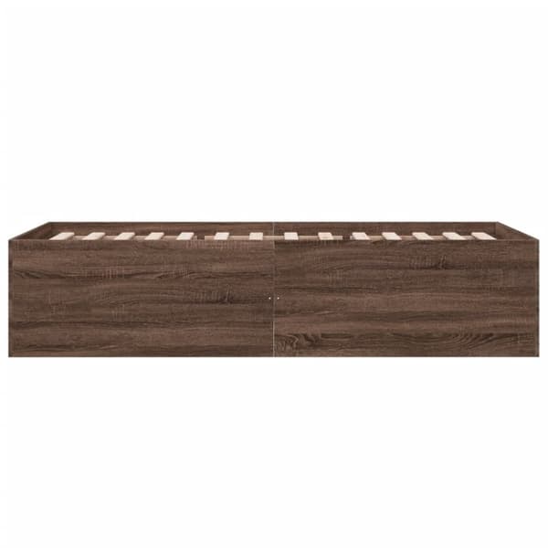 sengeramme 90x200 cm konstrueret træ brun egetræsfarve
