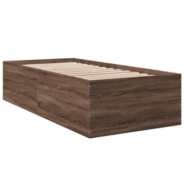 sengeramme 90x200 cm konstrueret træ brun egetræsfarve