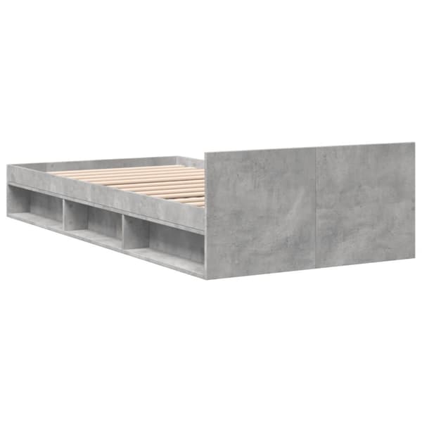 sengeramme med skuffe 100x200 cm konstrueret træ betongrå