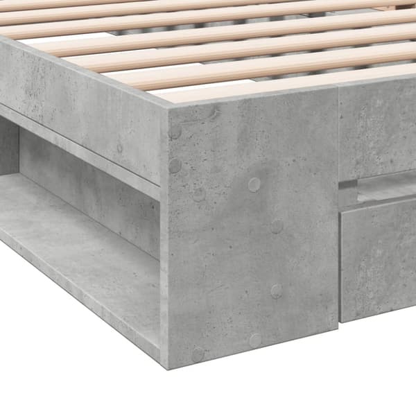 sengeramme med skuffe 100x200 cm konstrueret træ betongrå