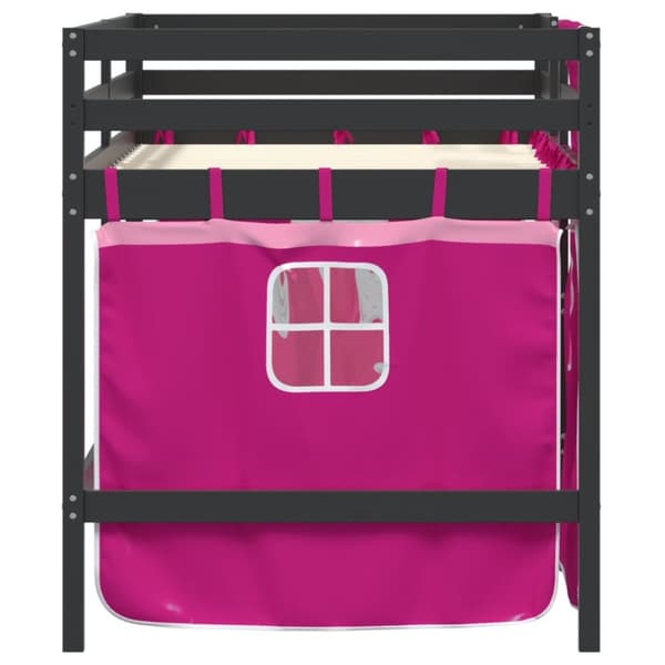 Loftsäng med rutschkana rosa 80x200 cm massiv furu