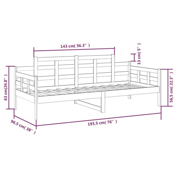 daybed massivt fyrretræ 90x190 cm