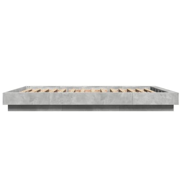 sengeramme med LED-lys 120x200 cm konstrueret træ betongrå