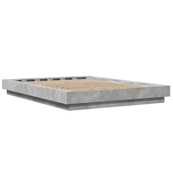 sengeramme med LED-lys 120x200 cm konstrueret træ betongrå