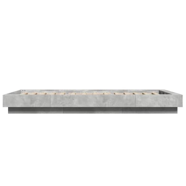Sängynrunko LED-valoilla betoninharmaa 75x190 cm tekninen puu
