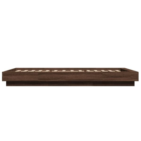 Sängynrunko LED-valoilla ruskea tammi 75x190 cm tekninen puu
