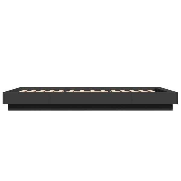 sengeramme med LED-lys 90x200 cm konstrueret træ sort