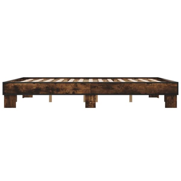 sengestel 150x200cm konstrueret træ og metal røget egetræsfarve