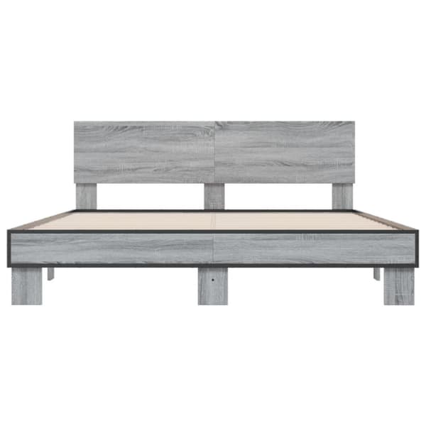 sengestel 160x200 cm konstrueret træ og metal grå sonoma-eg
