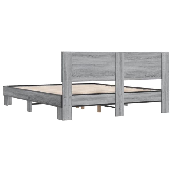 sengestel 160x200 cm konstrueret træ og metal grå sonoma-eg