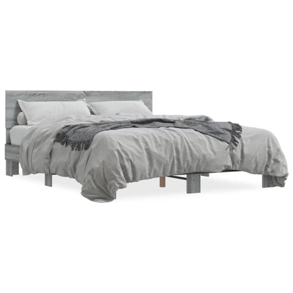 sengestel 160x200 cm konstrueret træ og metal grå sonoma-eg
