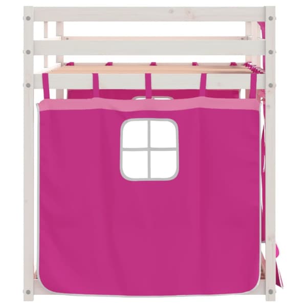 Loftsäng med rutschkana rosa 90x200 cm massiv furu