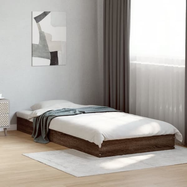 sengeramme 90x200 cm uden madras konstrueret træ brunt eg