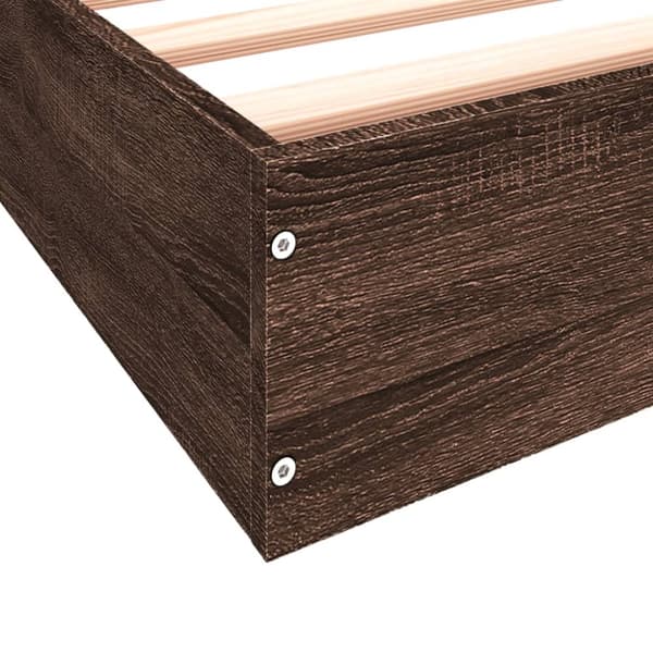 sengeramme 90x200 cm uden madras konstrueret træ brunt eg