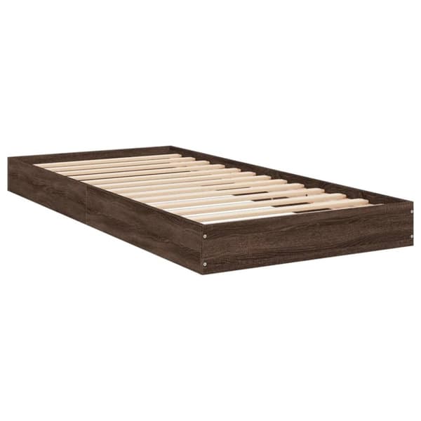 sengeramme 90x200 cm uden madras konstrueret træ brunt eg