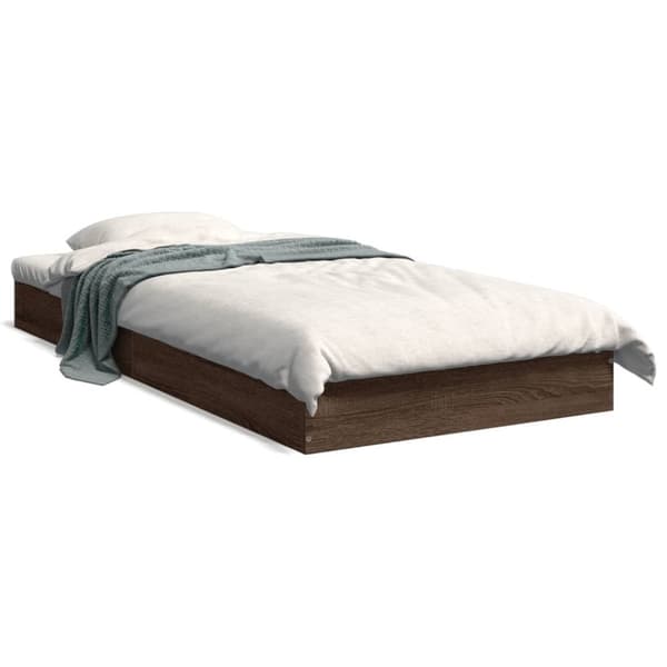 sengeramme 90x200 cm uden madras konstrueret træ brunt eg