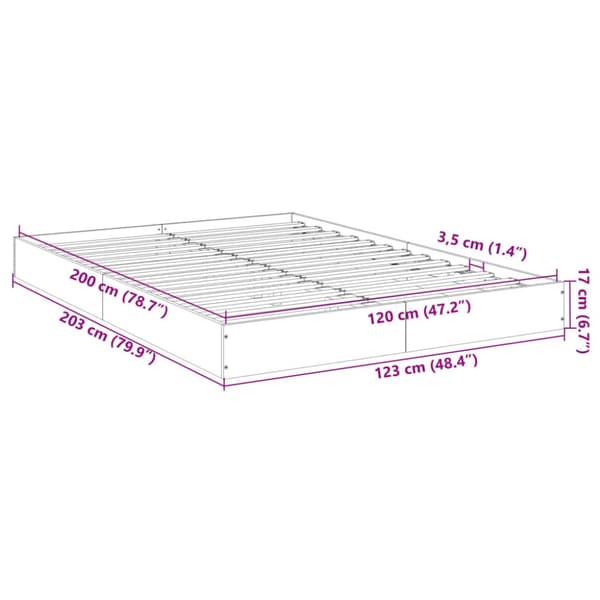 sengestel 120x200 cm konstrueret træ sort
