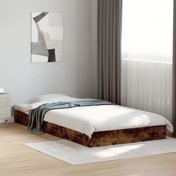 sengeramme 90x190 cm uden madras konstrueret træ røget eg