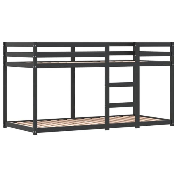 Loftsäng med gardiner vit&svart 90x190 cm massiv furu