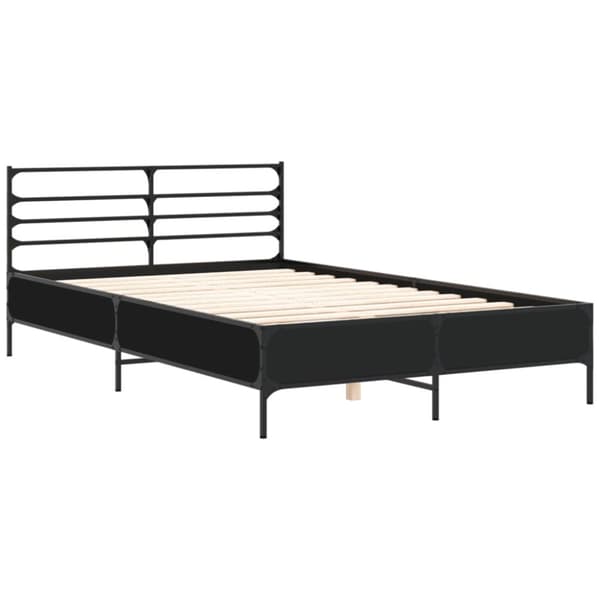 sengestel 140x190 cm konstrueret træ og metal sort
